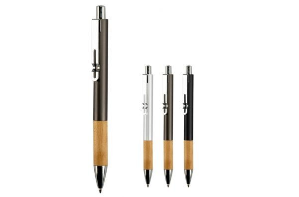 Metalowy długopis z drewnianym uchwytem