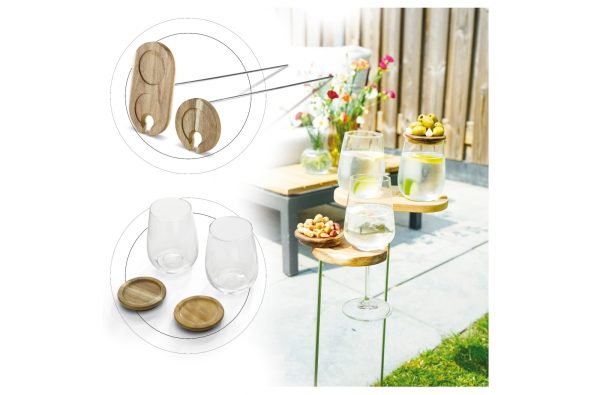 Ogrodowy zestaw do przekąsek z 2 szklankami