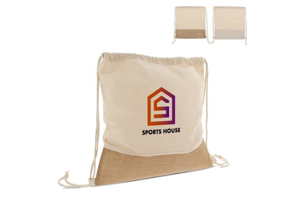 Bawełniano-jutowy worek z bawełnianymi sznurkami 38x41cm